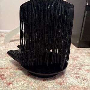 INC International Concepts Black Fringe Heeled Boots